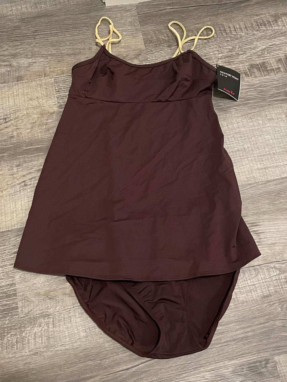 NEWPORT NEWS Brown Tankini - NWT! - size 12 2-piece swimsuit- Shape FX